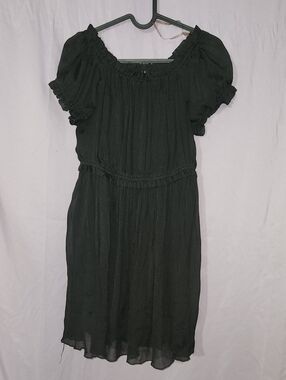 Smocked Black Puff Sleeve Mini Dress
